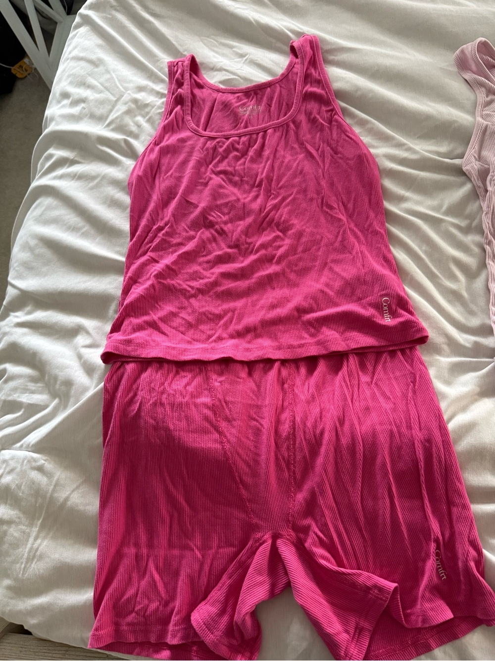 Comfort Colors Hot Pink Ribbed Tank & Shorts Sleep Set